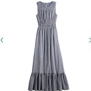 Draper James RSVP Blue Check Gingham Maxi Dress Sz Small Sleeveless Lined